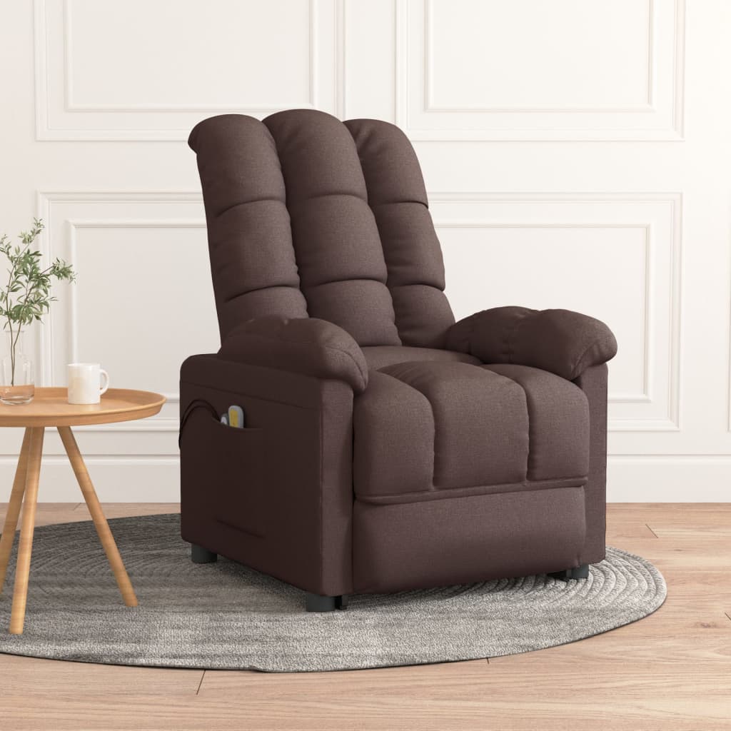 Massagesessel Elektrisch Dunkelbraun Stoff