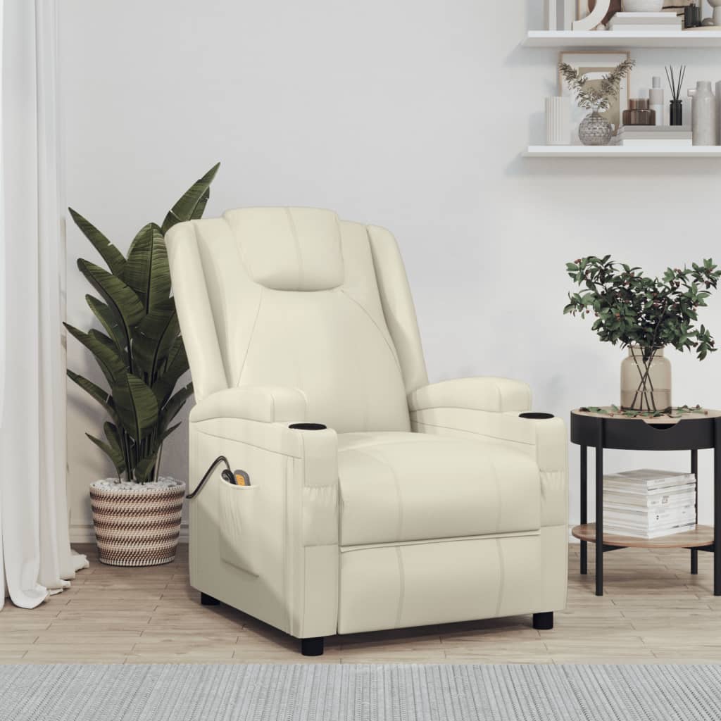Massagesessel Elektrisch Cremeweiß Kunstleder