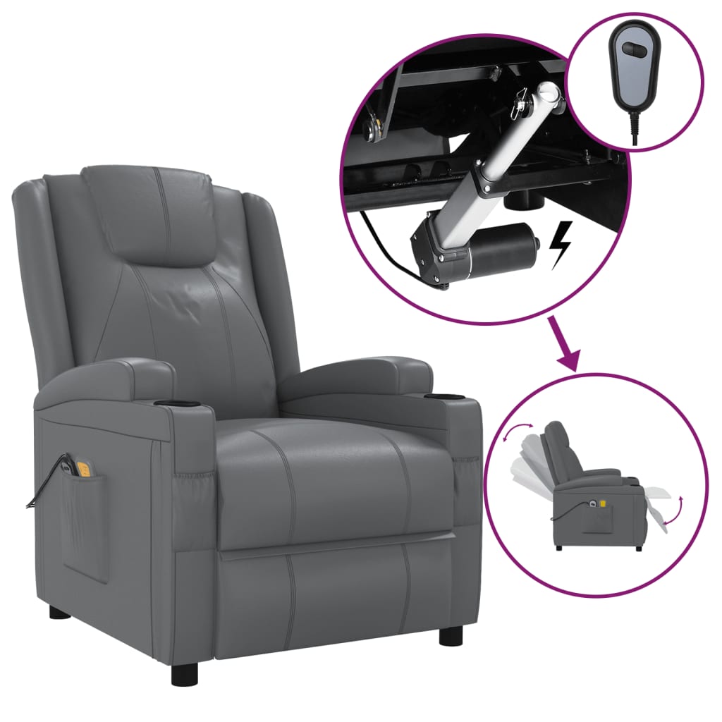 Massagesessel Elektrisch Anthrazit Kunstleder