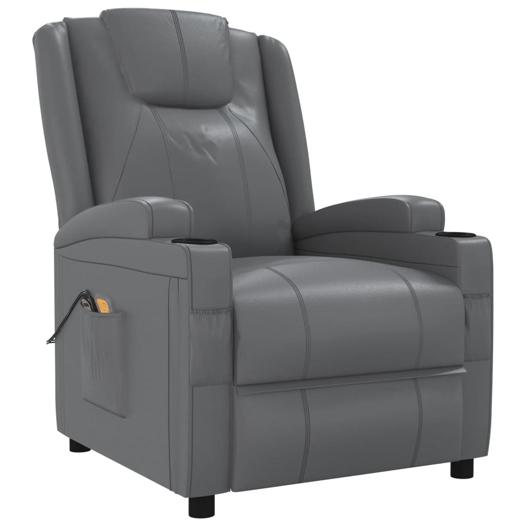 Massagesessel Elektrisch Anthrazit Kunstleder