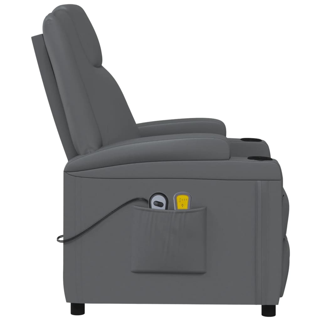 Massagesessel Elektrisch Anthrazit Kunstleder