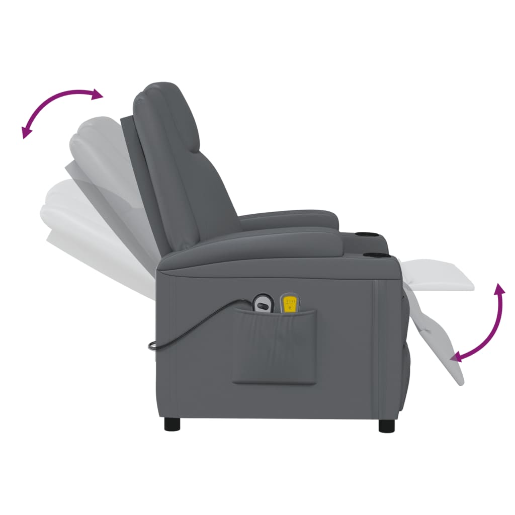 Massagesessel Elektrisch Anthrazit Kunstleder