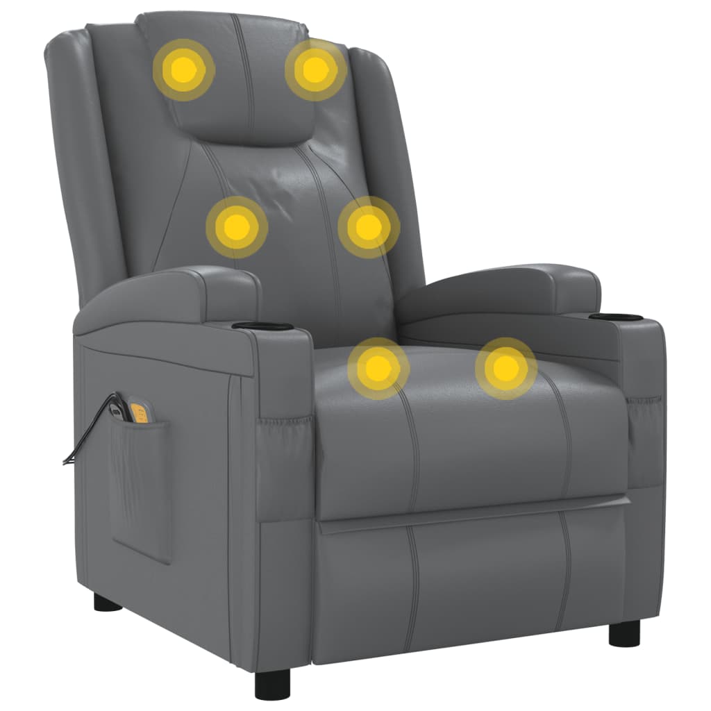 Massagesessel Elektrisch Anthrazit Kunstleder
