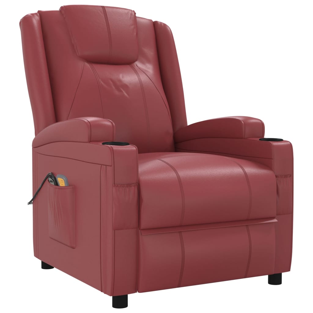 Massagesessel Elektrisch Weinrot Kunstleder