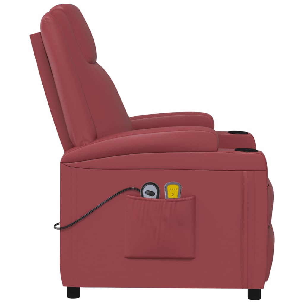 Massagesessel Elektrisch Weinrot Kunstleder