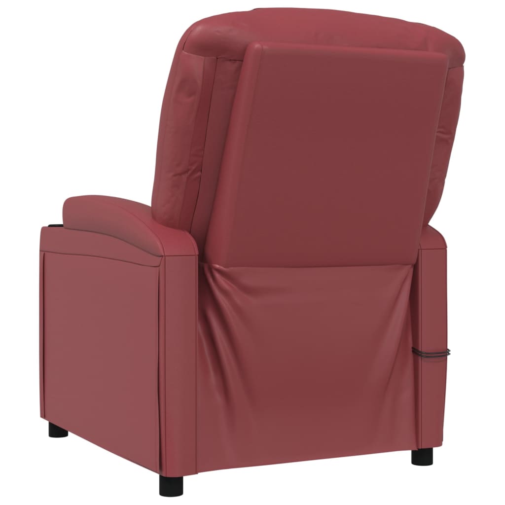 Massagesessel Elektrisch Weinrot Kunstleder