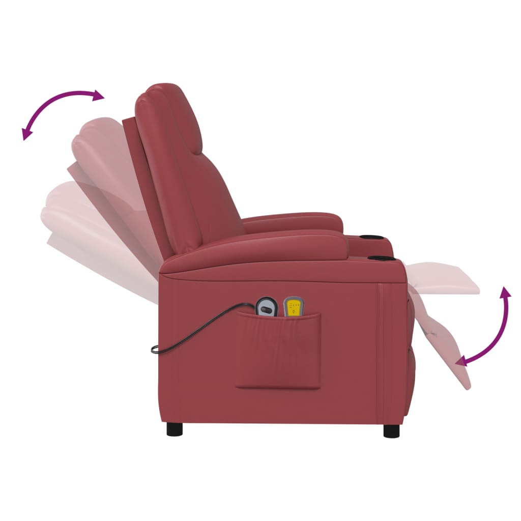Massagesessel Elektrisch Weinrot Kunstleder