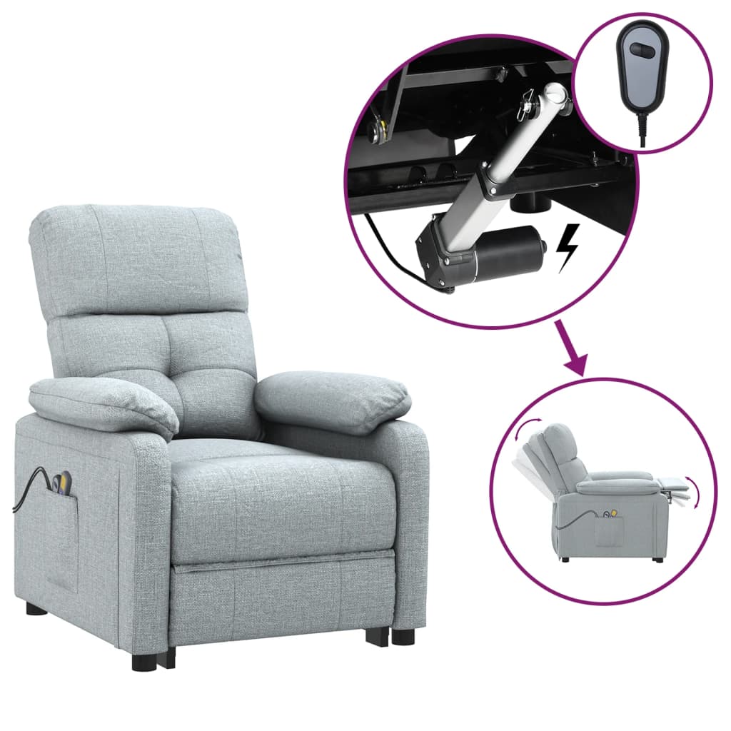 Massagesessel Elektrisch Hellgrau Stoff