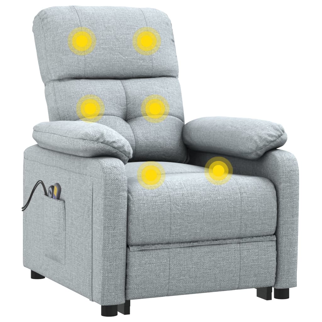 Massagesessel Elektrisch Hellgrau Stoff