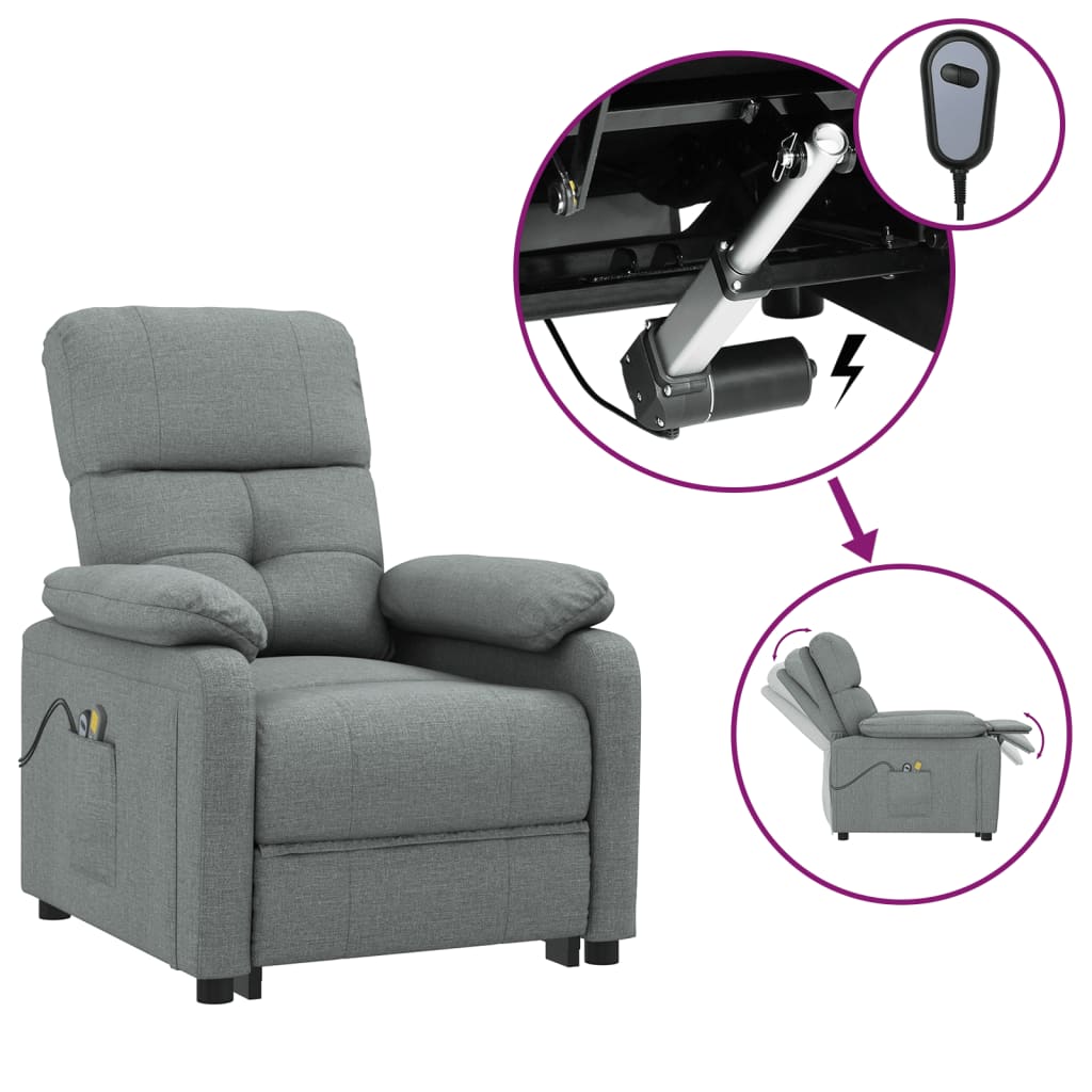 Massagesessel Elektrisch Dunkelgrau Stoff