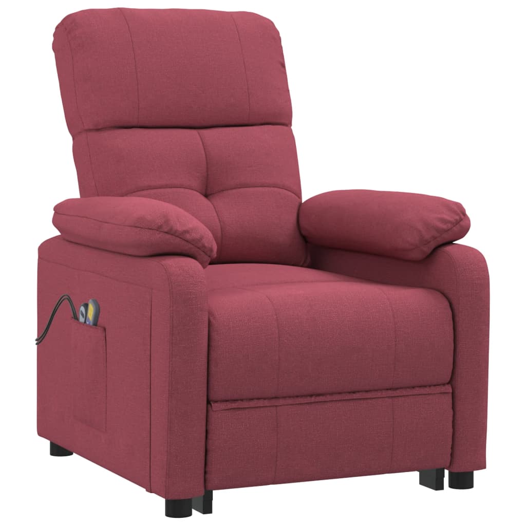 Massagesessel Elektrisch Weinrot Stoff