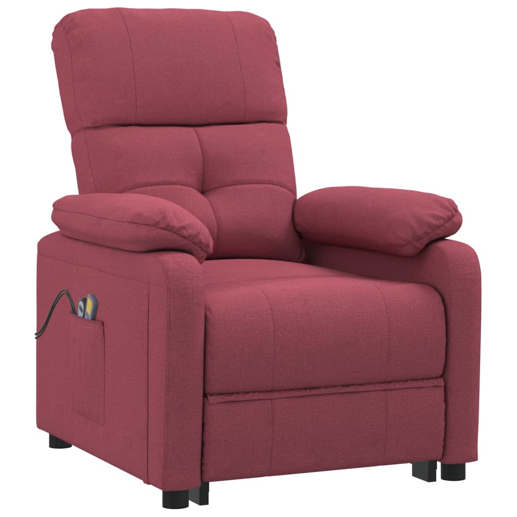 Massagesessel Elektrisch Weinrot Stoff