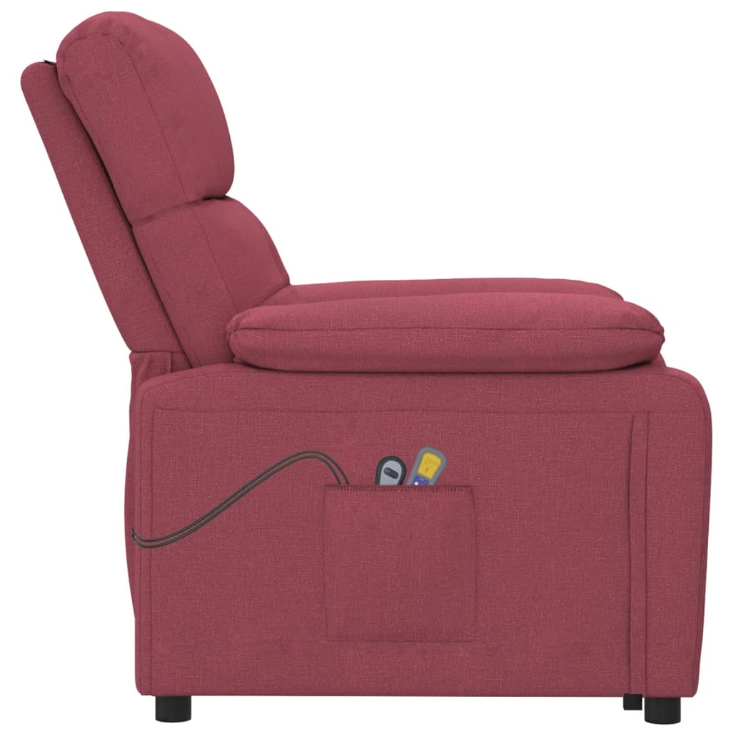 Massagesessel Elektrisch Weinrot Stoff