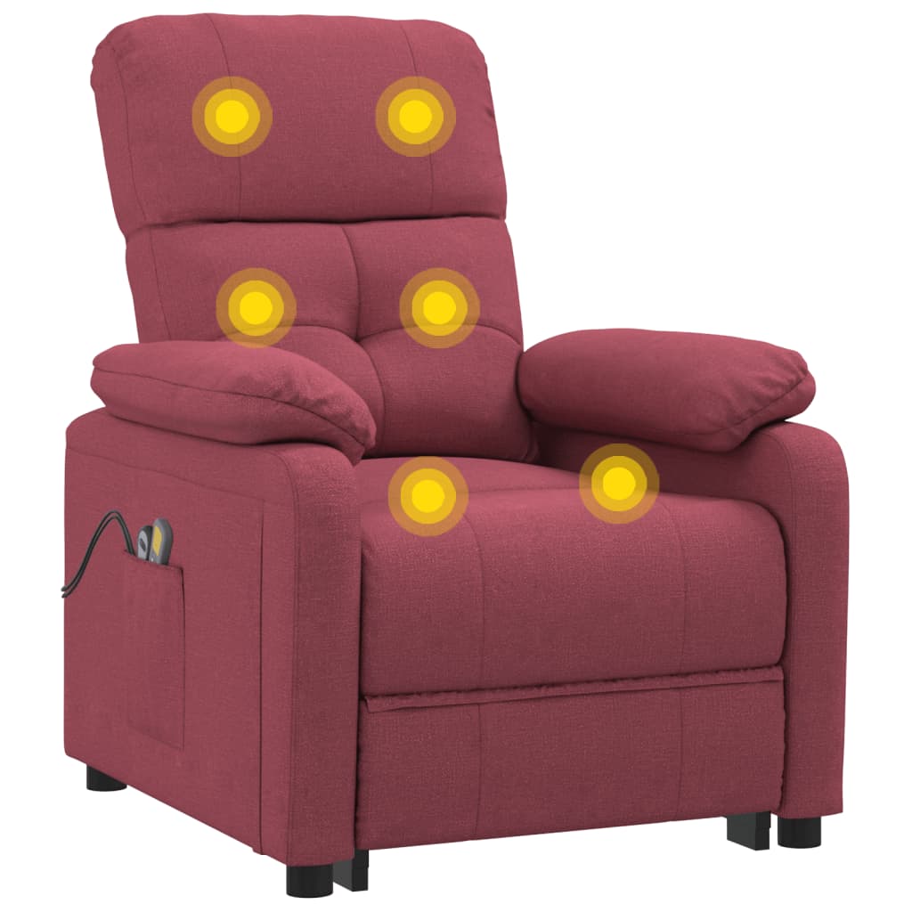 Massagesessel Elektrisch Weinrot Stoff