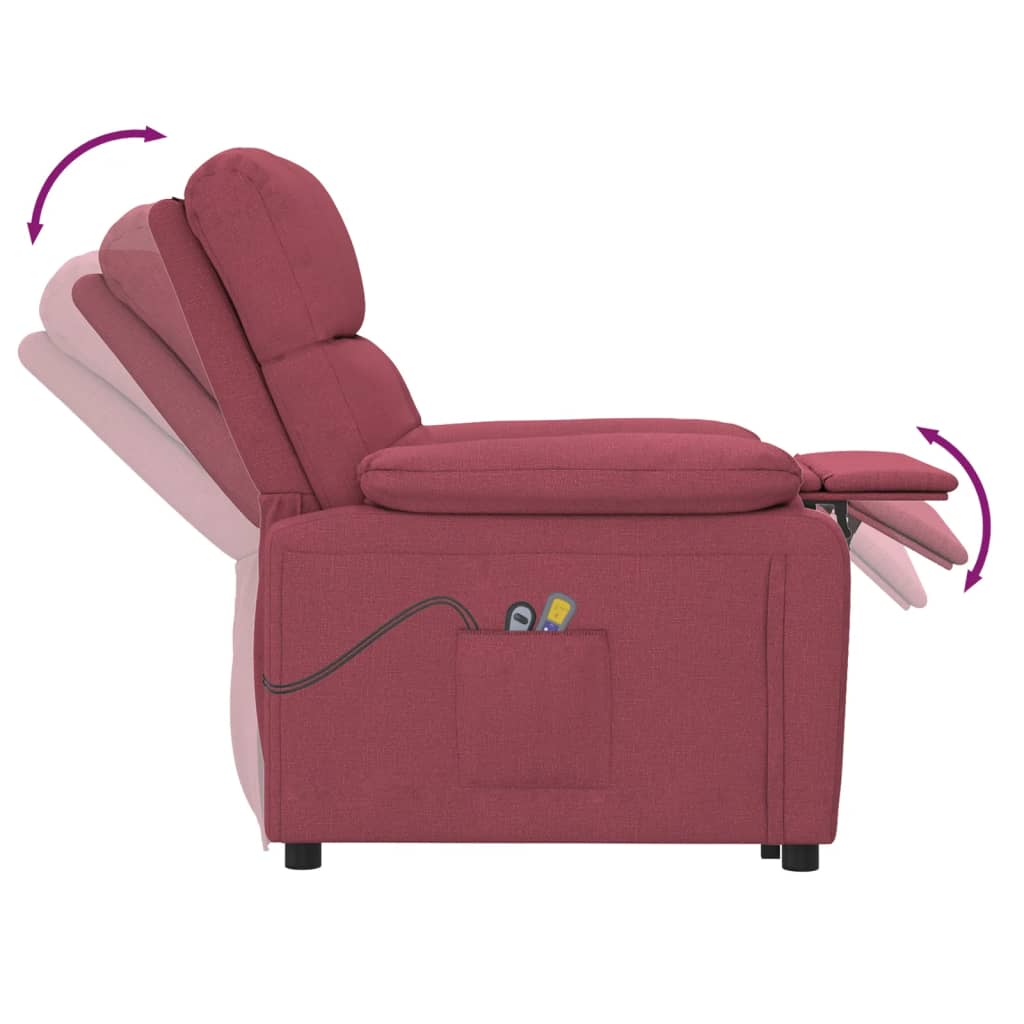 Massagesessel Elektrisch Weinrot Stoff