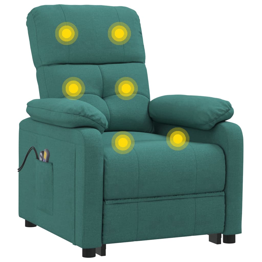 Elektrischer Massagesessel Dunkelgrün Stoff