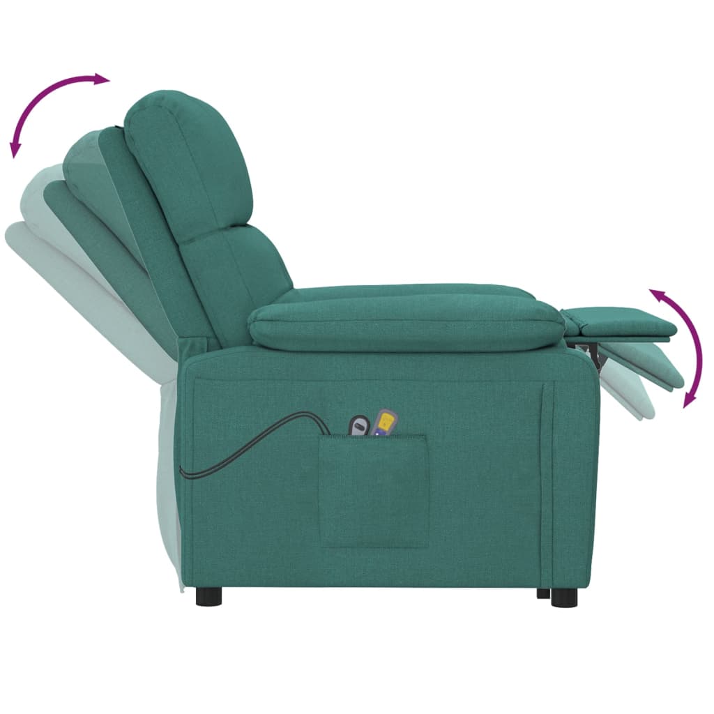 Elektrischer Massagesessel Dunkelgrün Stoff