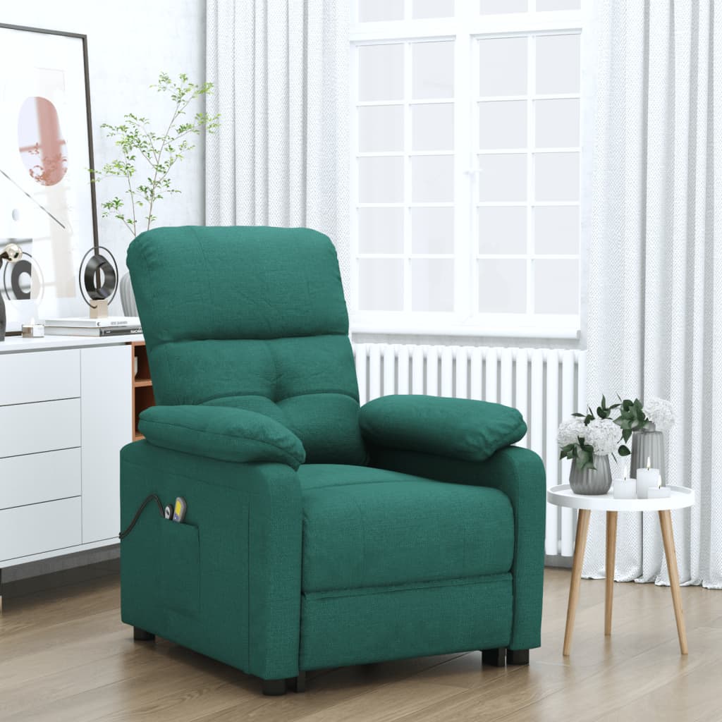 Elektrischer Massagesessel Dunkelgrün Stoff