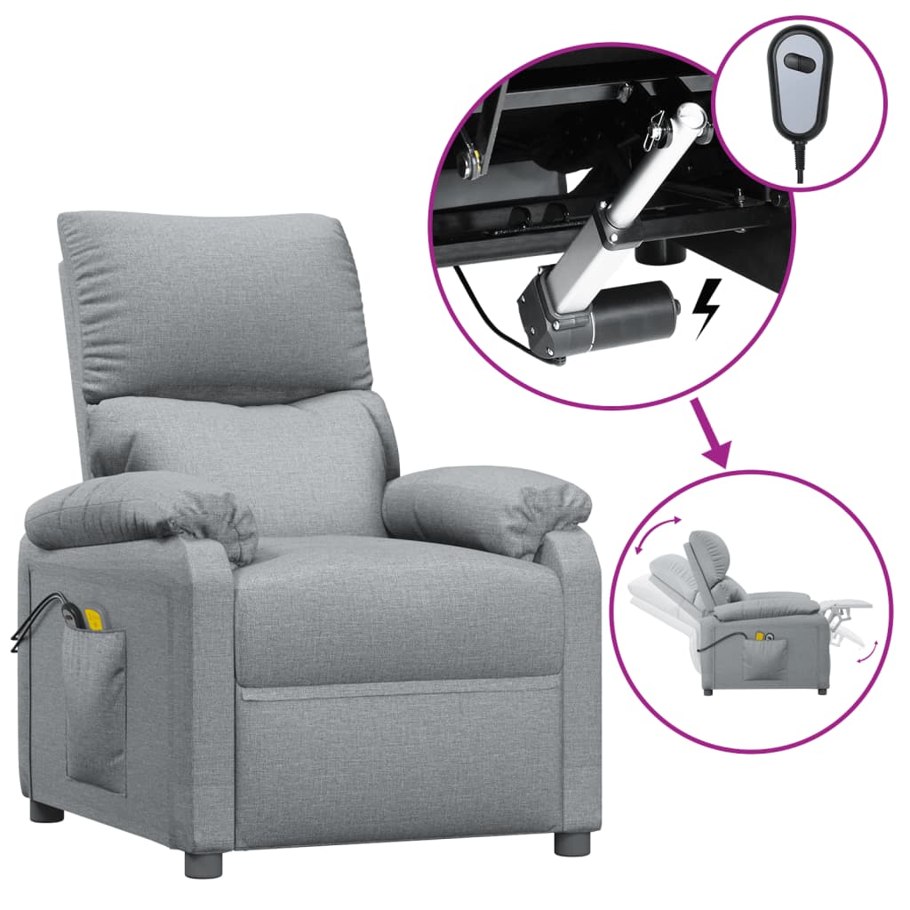 Massagesessel Elektrisch Hellgrau Stoff