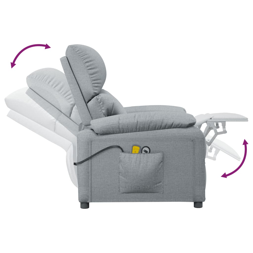 Massagesessel Elektrisch Hellgrau Stoff