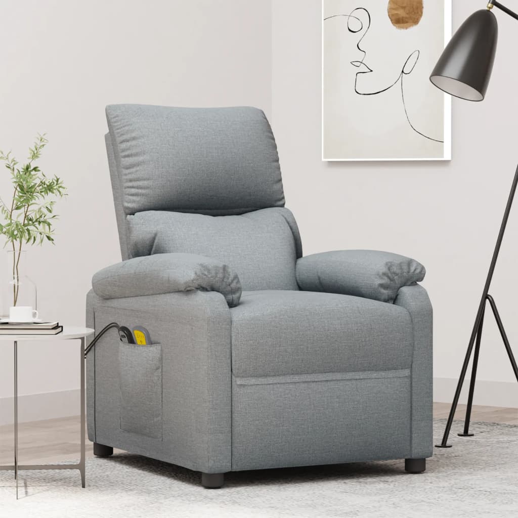 Massagesessel Elektrisch Hellgrau Stoff