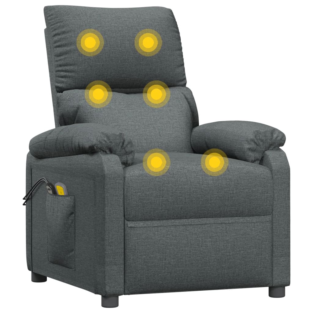 Massagesessel Elektrisch Dunkelgrau Stoff