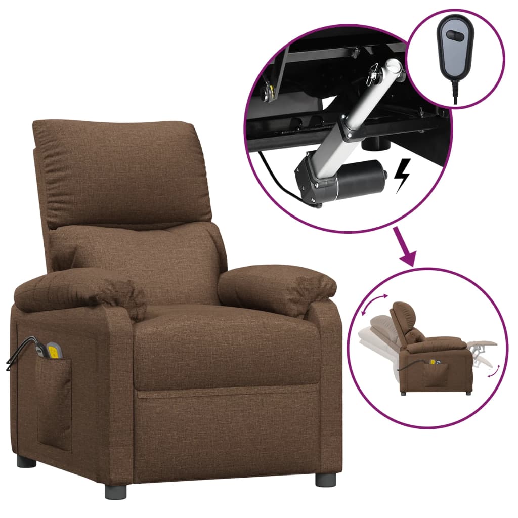 Massagesessel Elektrisch Braun Stoff