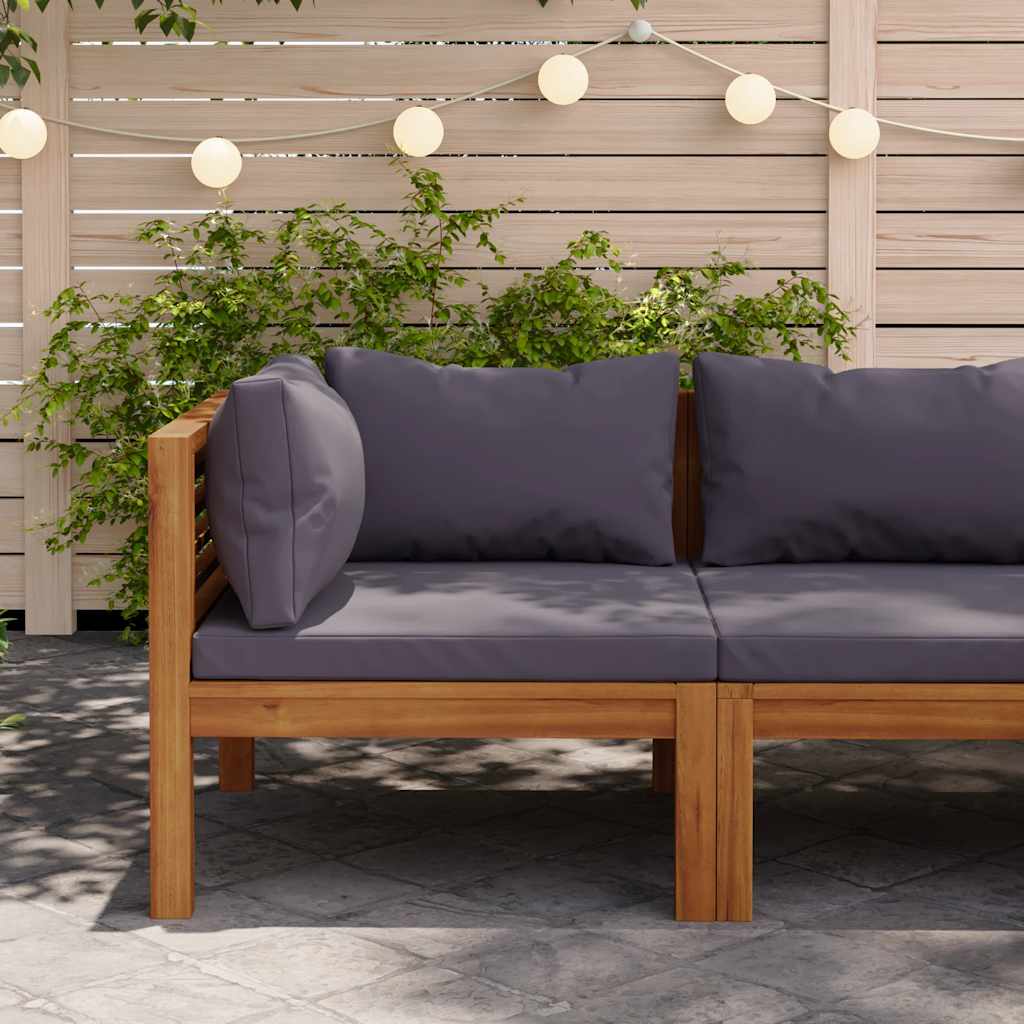 Modulares Ecksofa mit Dunkelgrauen Kissen Massivholz Akazie