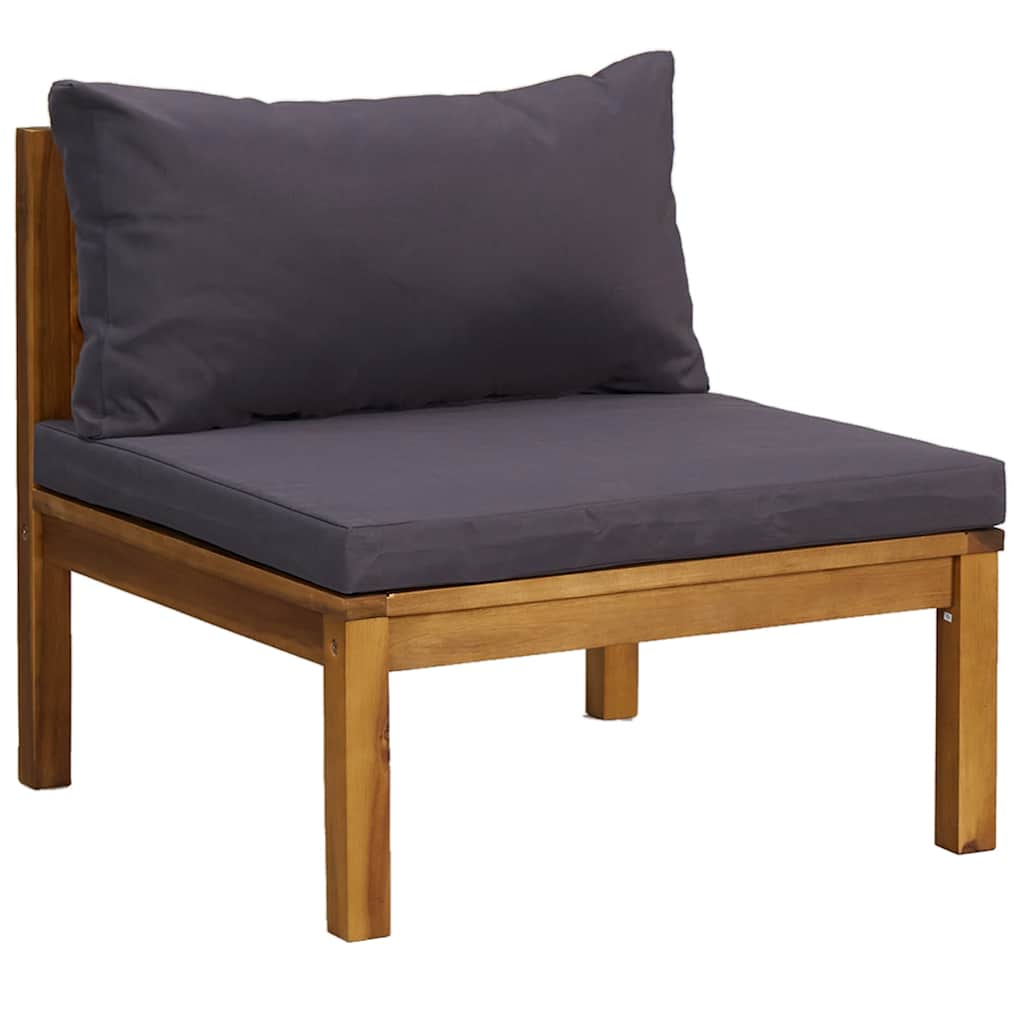 Modulares Mittelsofa mit Dunkelgrauen Kissen Massivholz Akazie