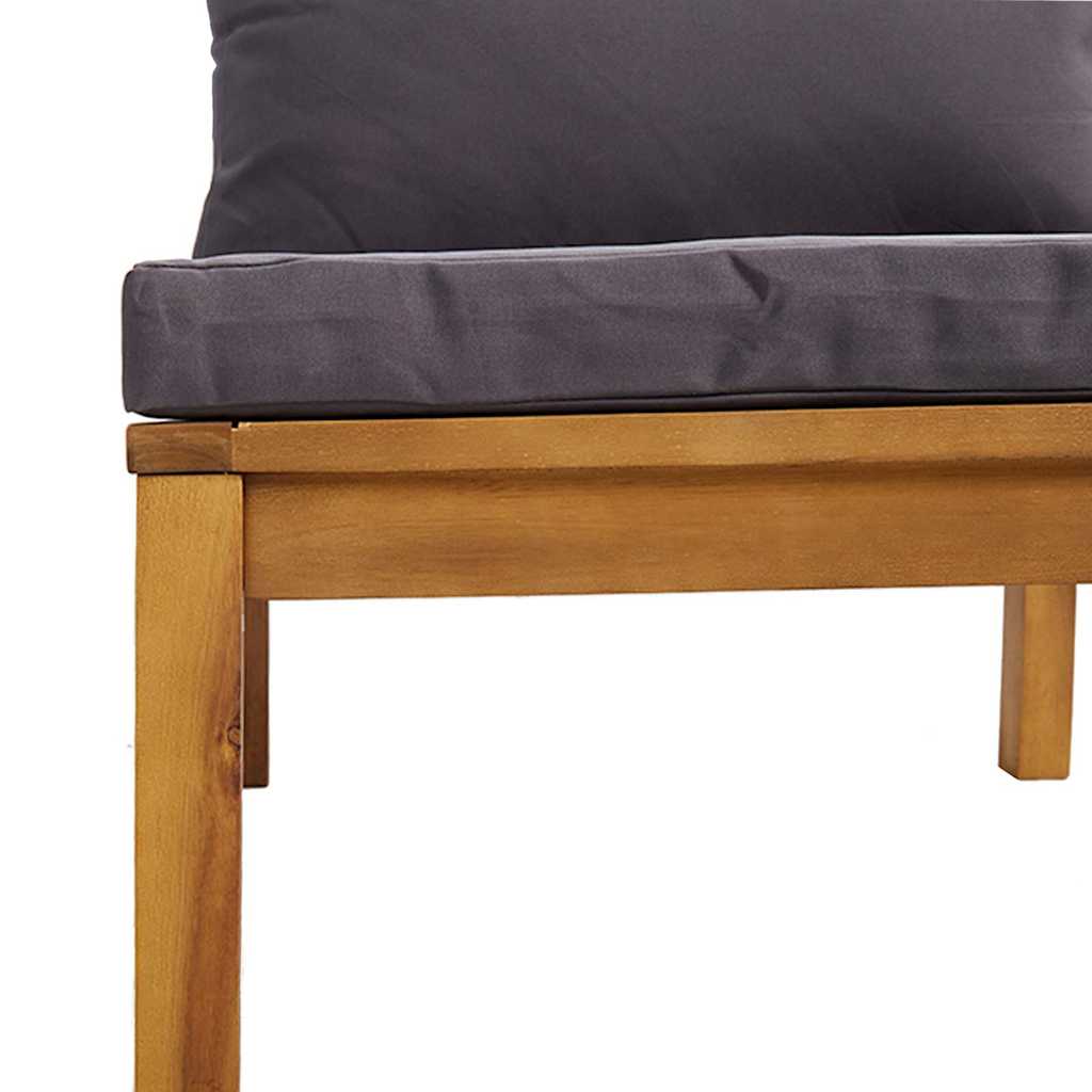 Modulares Mittelsofa mit Dunkelgrauen Kissen Massivholz Akazie