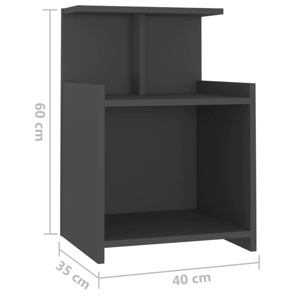 Nachttisch Grau 40x35x60 cm Holzwerkstoff