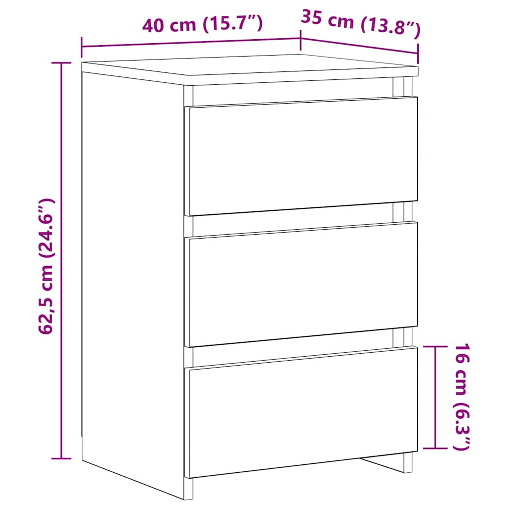 Nachttische 2 Stk. Betongrau 40x35x62,5 cm Holzwerkstoff