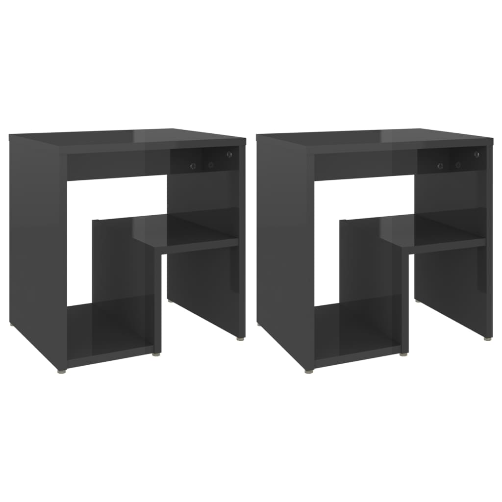 Nachttische 2 Stk. Hochglanz-Grau 40x30x40 cm Holzwerkstoff