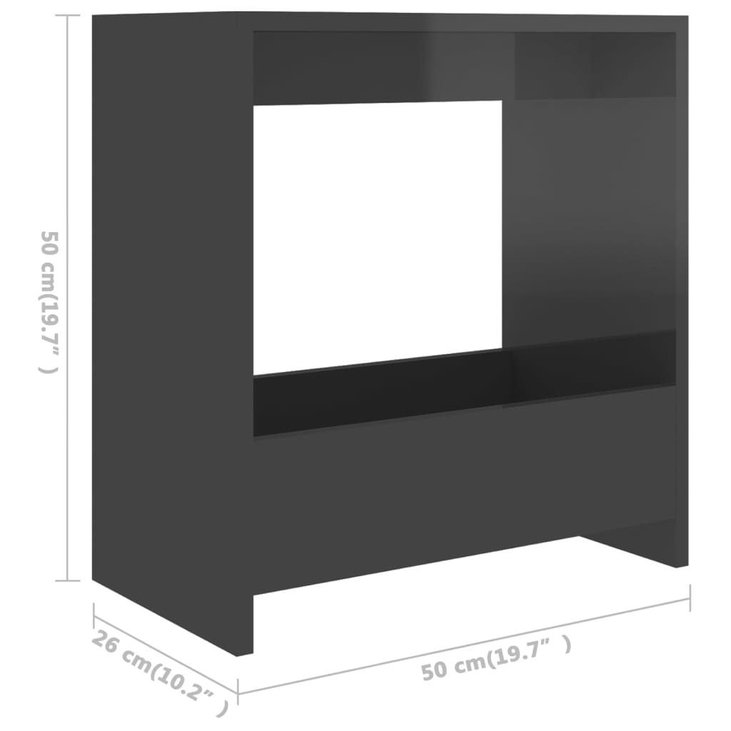 Beistelltisch Hochglanz-Grau 50x26x50 cm Holzwerkstoff