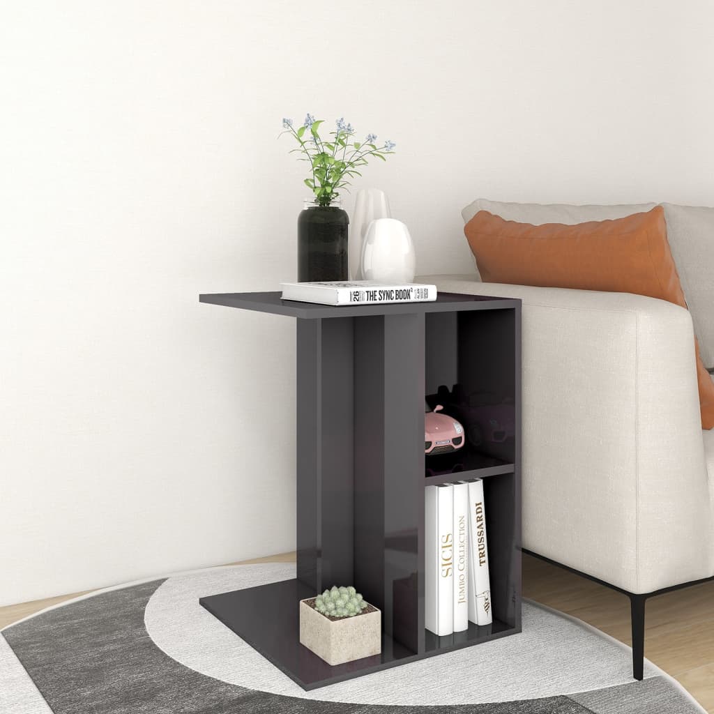Beistelltisch Hochglanz-Grau 60x40x45 cm Holzwerkstoff