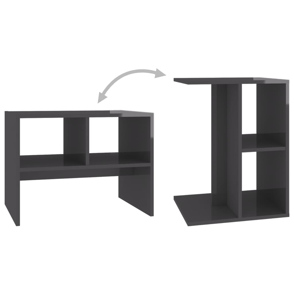 Beistelltisch Hochglanz-Grau 60x40x45 cm Holzwerkstoff