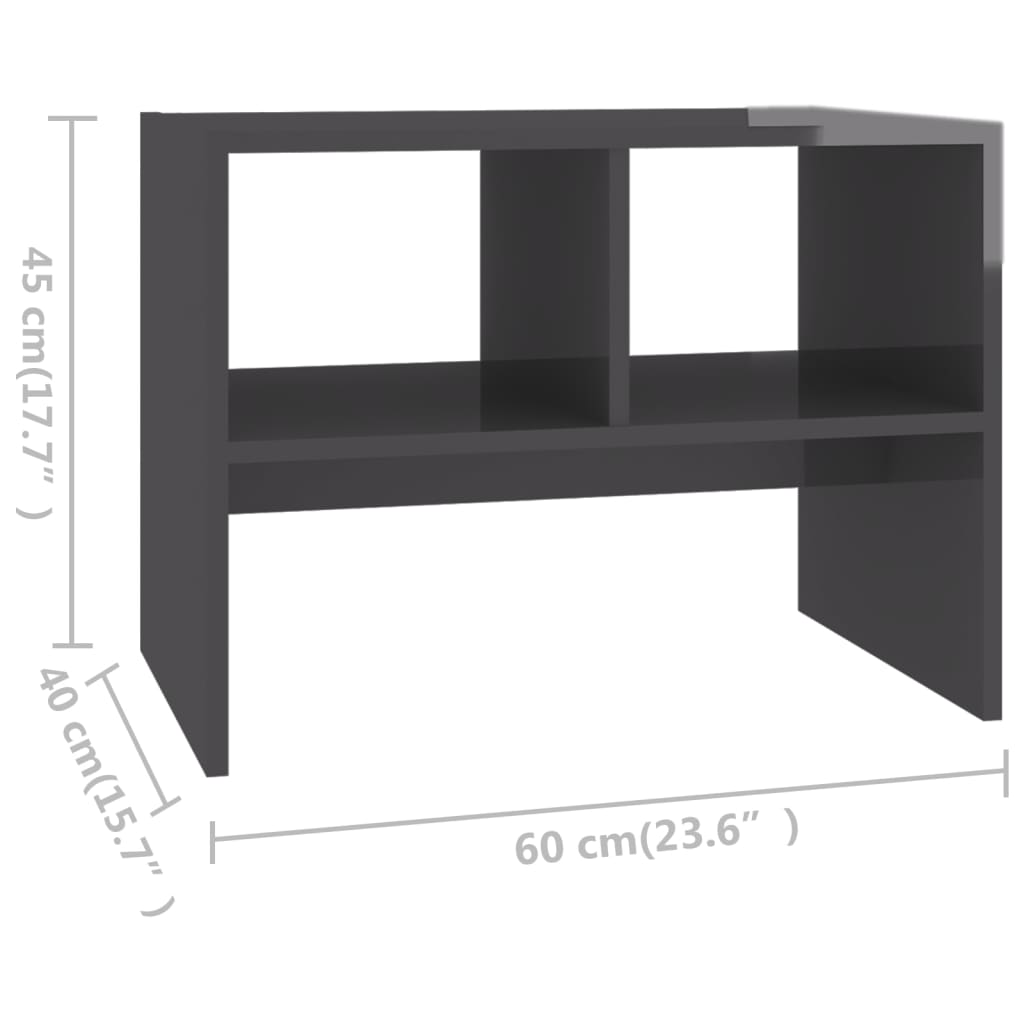 Beistelltisch Hochglanz-Grau 60x40x45 cm Holzwerkstoff