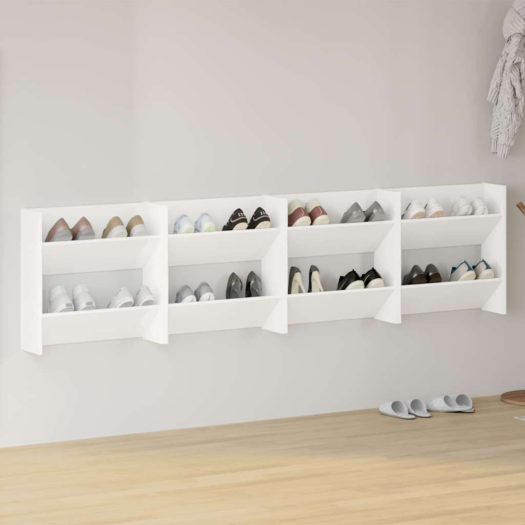 Wand-Schuhschränke 4 Stk. Weiß 60x18x60 cm Holzwerkstoff