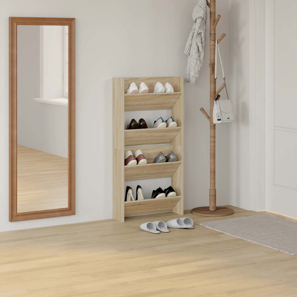 Wand-Schuhschränke 2 Stk. Sonoma-Eiche 60x18x60cm Holzwerkstoff