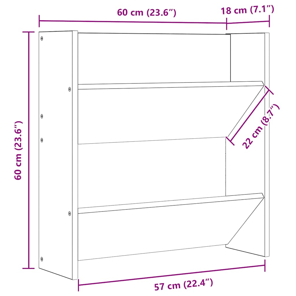 Wand-Schuhschrank Betongrau 60x18x60 cm Holzwerkstoff