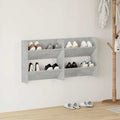 Wand-Schuhschränke 2 Stk. Betongrau 60x18x60 cm Holzwerkstoff