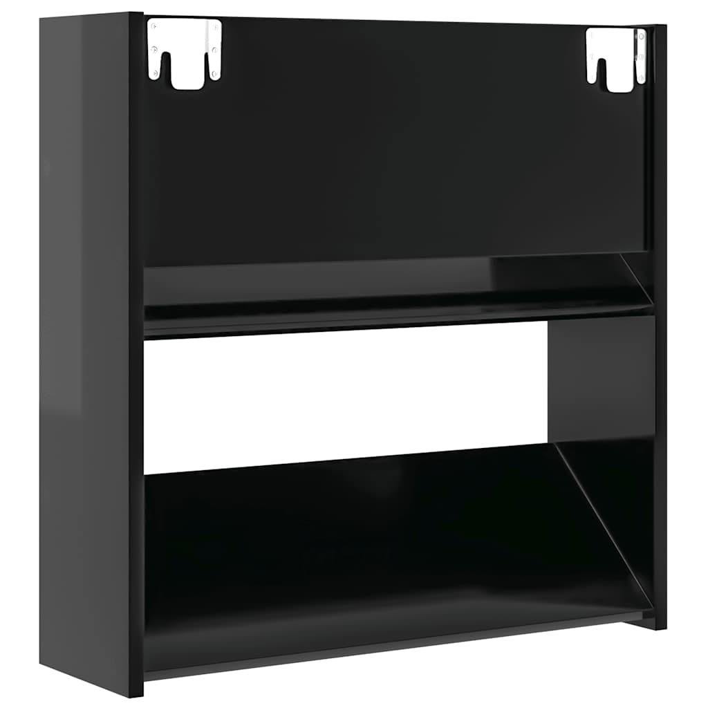 Wand-Schuhschränke 2 Stk. Hochglanz-Schwarz 60x18x60 cm