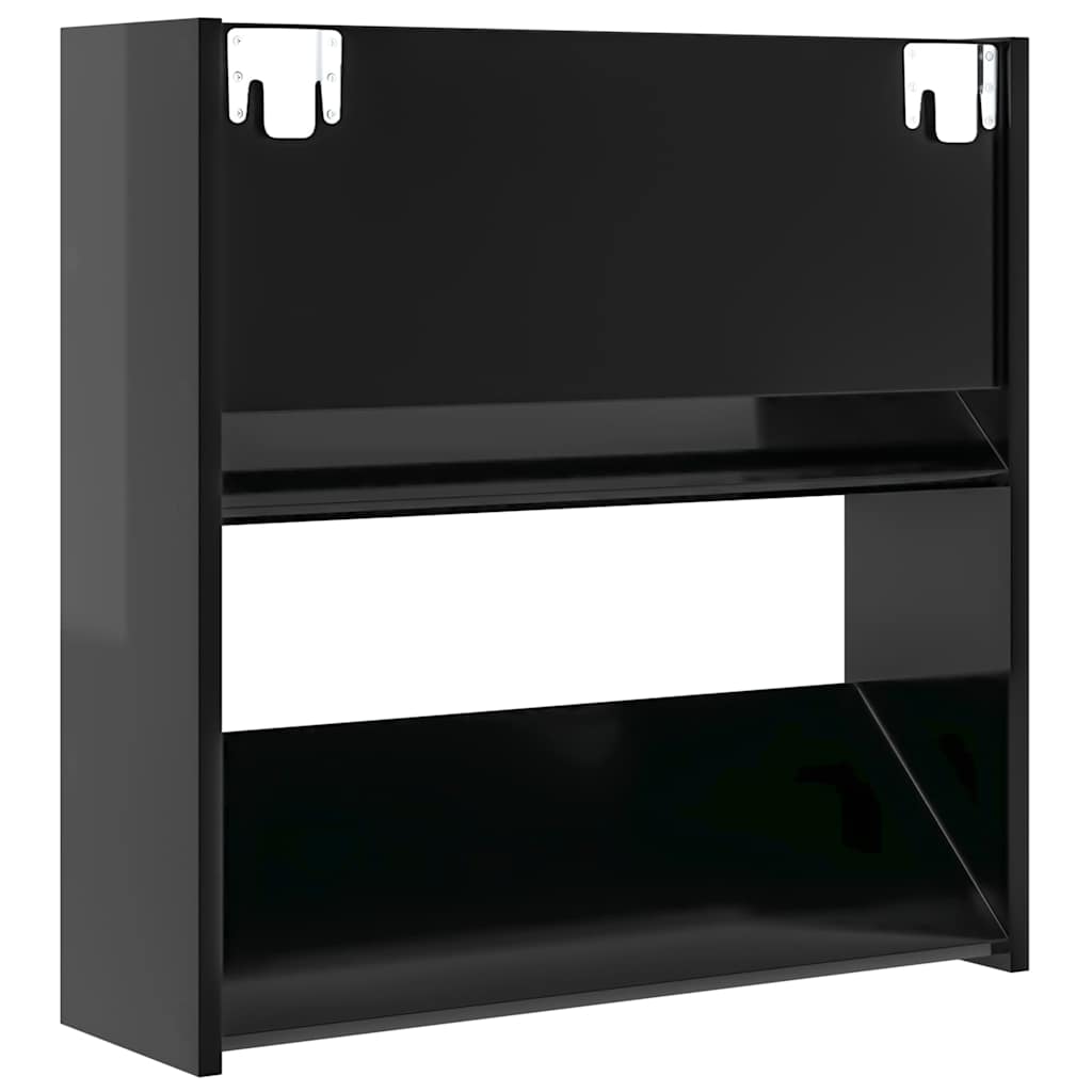 Wand-Schuhschränke 4 Stk. Hochglanz-Schwarz 60x18x60 cm