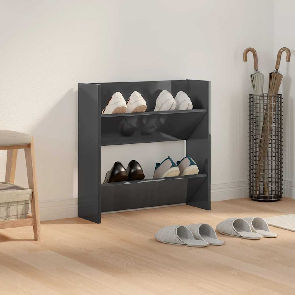 Wand-Schuhschrank Hochglanz-Grau 60x18x60 cm Holzwerkstoff