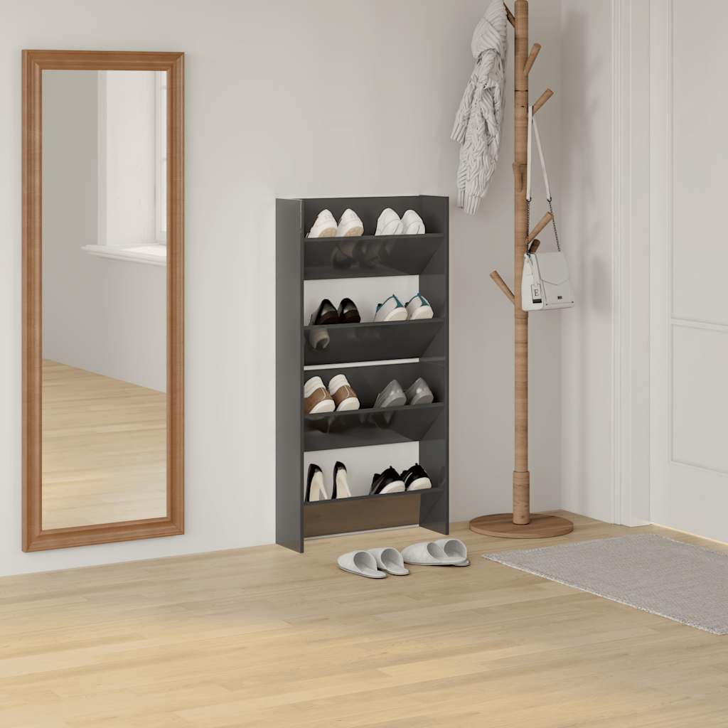 Wand-Schuhschränke 2 Stk. Hochglanz-Grau 60x18x60cm