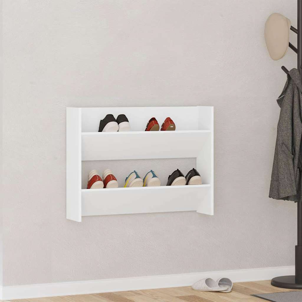 Wand-Schuhschrank Weiß 80x18x60 cm Holzwerkstoff