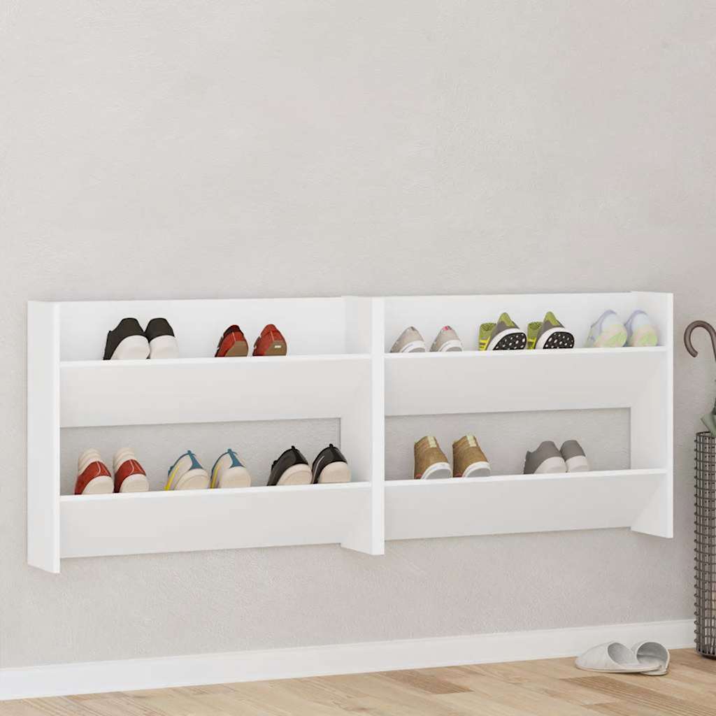 Wand-Schuhschränke 2 Stk. Weiß 80x18x60 cm Holzwerkstoff