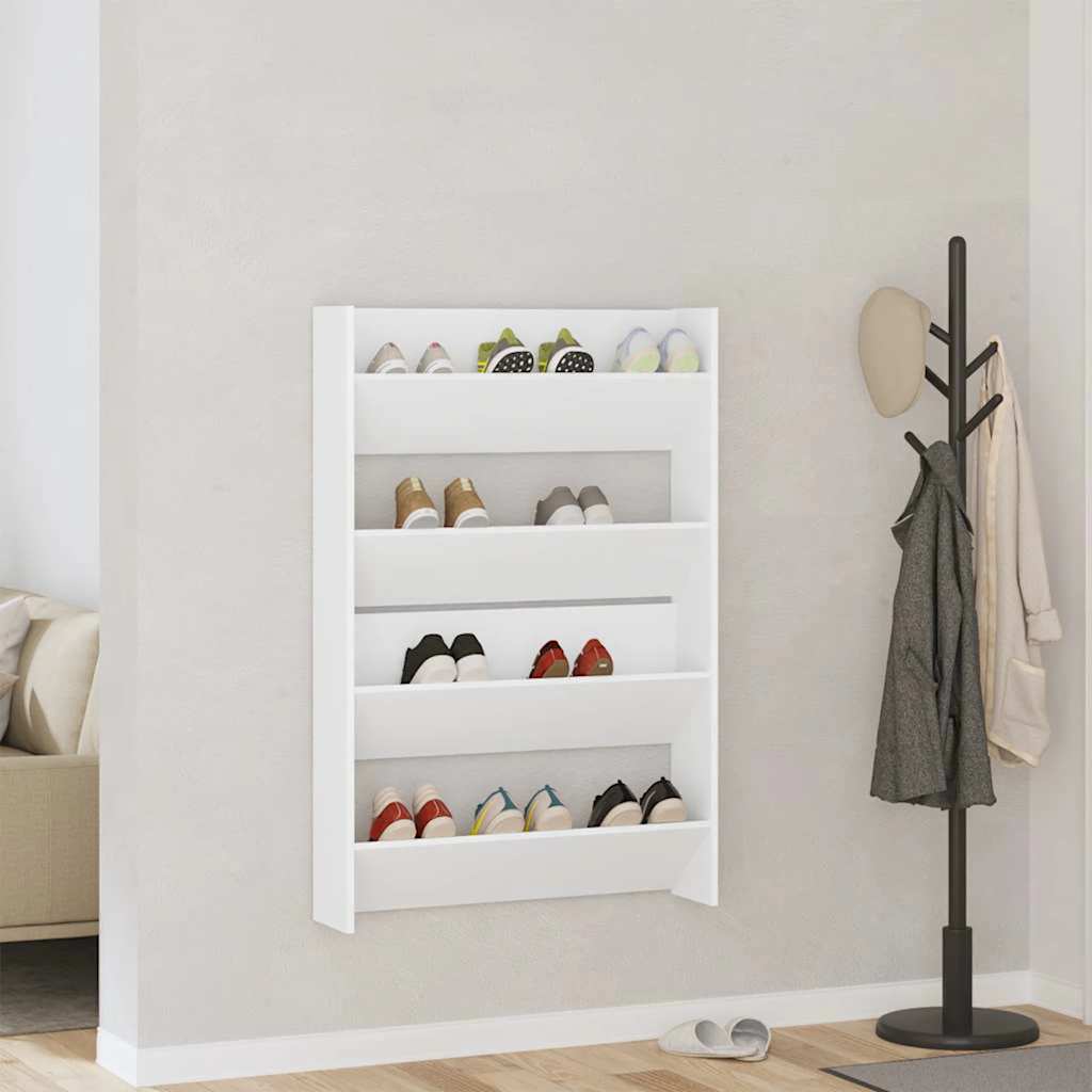 Wand-Schuhschränke 2 Stk. Weiß 80x18x60 cm Holzwerkstoff