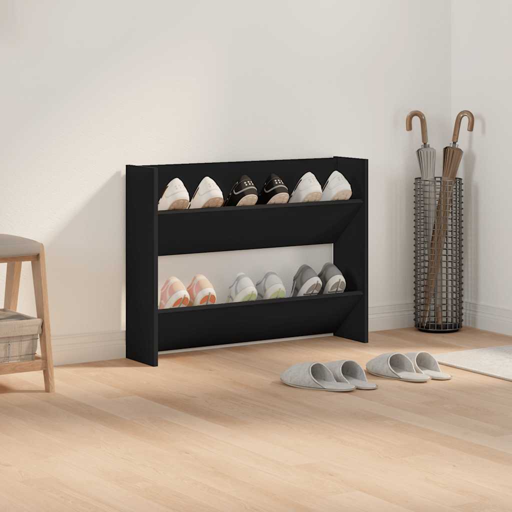 Wand-Schuhschrank Schwarz 80x18x60 cm Holzwerkstoff