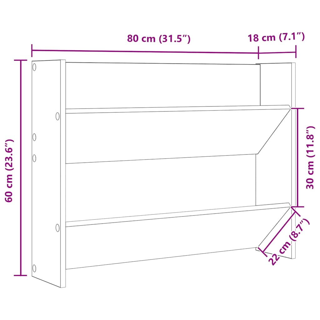 Wand-Schuhschrank Schwarz 80x18x60 cm Holzwerkstoff